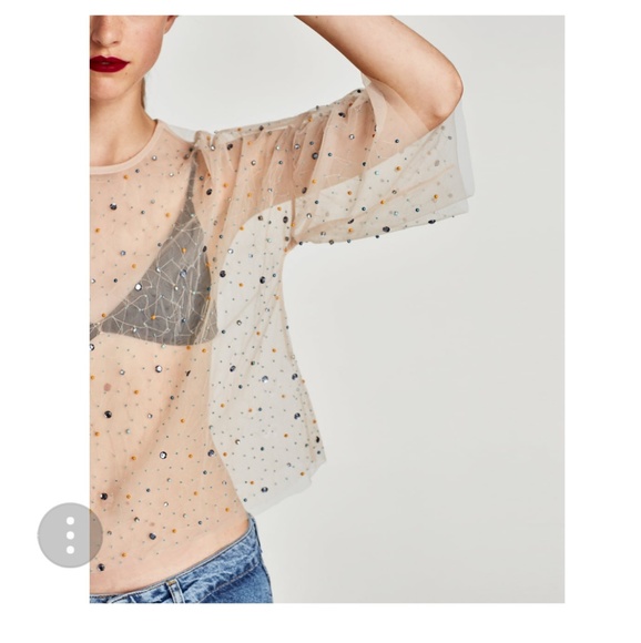 Zara Tops - Zara See Through Tulle Blouse